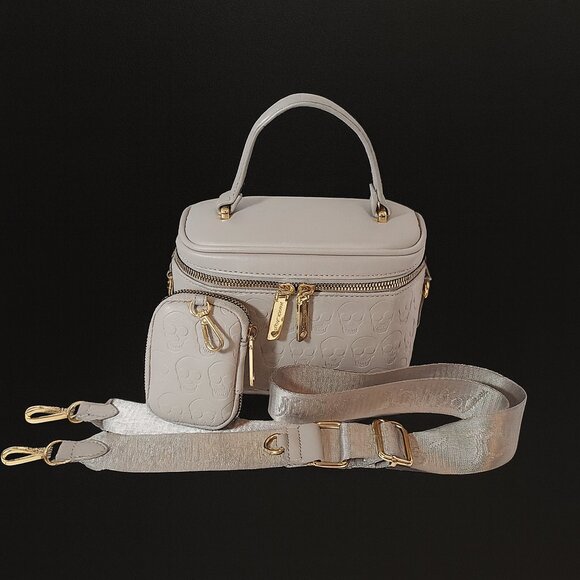 Betsey Johnson Embossed Skull Vanity Crossbody Set - Picture 1 of 11